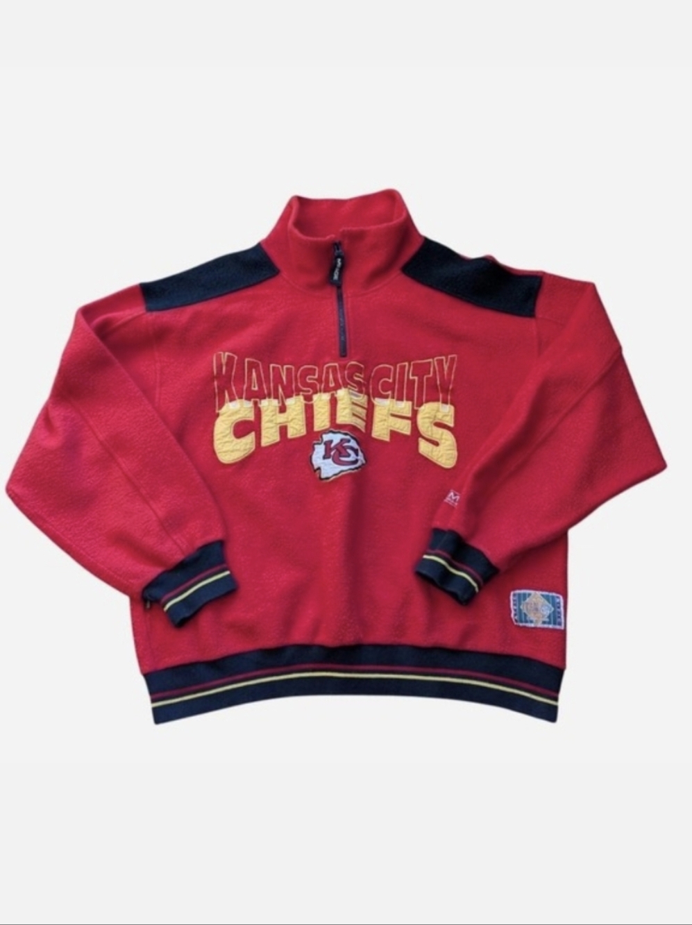 Vintage Kansas City Chiefs Mirage NFL Quarter Zip Fleece Pullover Large